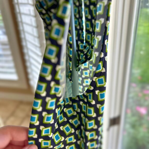 NWOT Jude Connally Dress Green Geometric Sleeveless Stretch Knit Sheath S - Picture 13 of 13